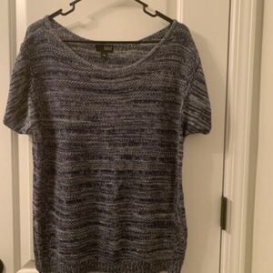 ANA Women's Knit Short Sleeve Sweater Cardigan Pullover Round Neck Size L